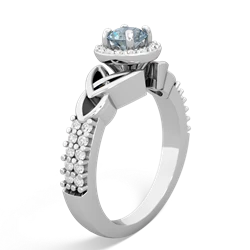 Aquamarine Celtic Knot Halo 14K White Gold ring R26445RH