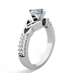 Aquamarine Celtic Knot 5Mm Square Engagement 14K White Gold ring R26445SQ