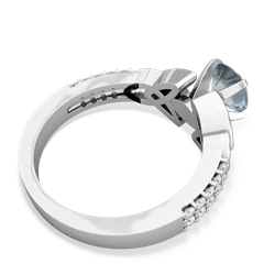 Aquamarine Celtic Knot 6Mm Round Engagement 14K White Gold ring R26446RD