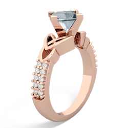 Aquamarine Celtic Knot 6Mm Princess Engagement 14K Rose Gold ring R26446SQ