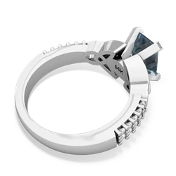 Aquamarine Celtic Knot 8X6 Emerald-Cut Engagement 14K White Gold ring R26448EM