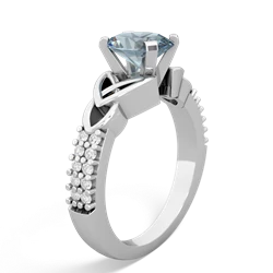 Aquamarine Celtic Knot 8X6 Oval Engagement 14K White Gold ring R26448VL