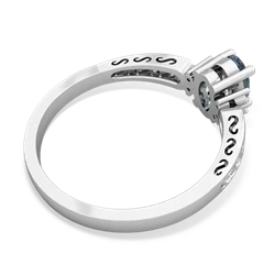 Aquamarine Filligree Scroll Oval 14K White Gold ring R0812