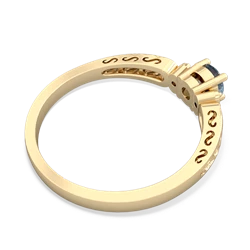 Aquamarine Filligree Scroll Round 14K Yellow Gold ring R0829