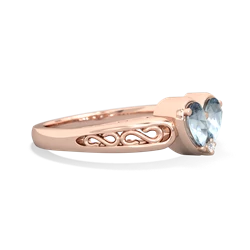 Aquamarine Filligree 'One Heart' 14K Rose Gold ring R5070