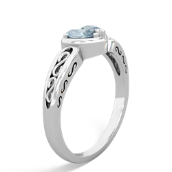 Aquamarine Filligree 'One Heart' 14K White Gold ring R5070