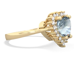 Aquamarine Sparkling Halo Heart 14K Yellow Gold ring R0391
