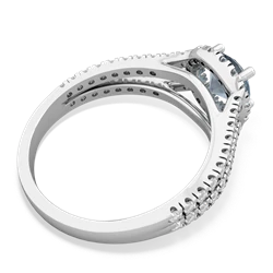 Aquamarine Pave Halo 14K White Gold ring R5490