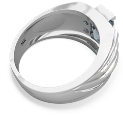 Aquamarine Men's 9X7mm Emerald-Cut 14K White Gold ring R1835