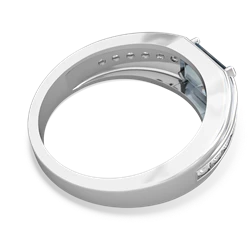 Aquamarine Men's Diamond Channel 14K White Gold ring R0500