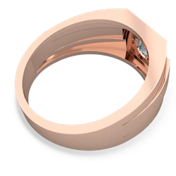 Aquamarine Men's Squared Circle 14K Rose Gold ring R0480