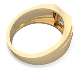 Aquamarine Men's Squared Circle 14K Yellow Gold ring R0480