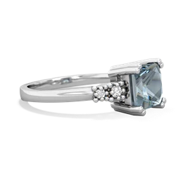 Aquamarine Art Deco Princess 14K White Gold ring R2014