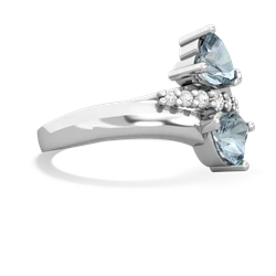 Aquamarine Heart To Heart 14K White Gold ring R2064