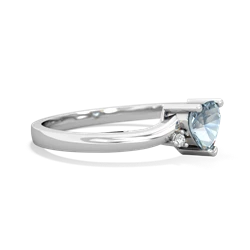 Aquamarine Delicate Heart 14K White Gold ring R0203