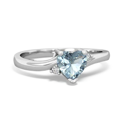 Aquamarine Delicate Heart 14K White Gold ring R0203