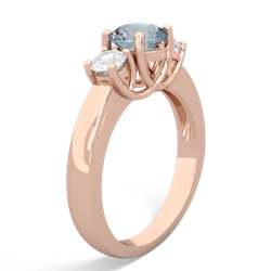 Aquamarine Diamond Three Stone Round Trellis 14K Rose Gold ring R4018