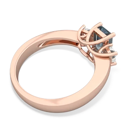 Aquamarine Diamond Three Stone Emerald-Cut Trellis 14K Rose Gold ring R4021