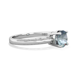 Aquamarine Milgrain Filigree 14K White Gold ring R5090