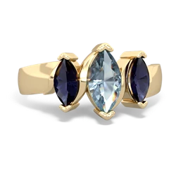 Aquamarine Three Peeks 14K Yellow Gold ring R2433