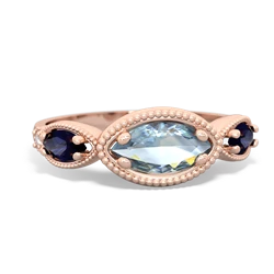 Aquamarine Milgrain Marquise 14K Rose Gold ring R5700