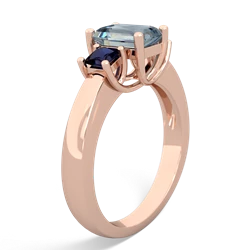 Aquamarine Three Stone Emerald-Cut Trellis 14K Rose Gold ring R4021