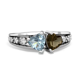 Aquamarine Heart To Heart 14K White Gold ring R3342