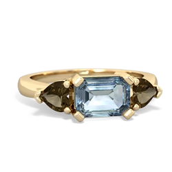 Aquamarine Three Stone 14K Yellow Gold ring R5235