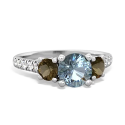 Aquamarine Pave Trellis 14K White Gold ring R5500