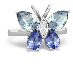 Aquamarine Butterfly 14K White Gold ring R2215