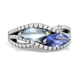 Aquamarine Diamond Rivers 14K White Gold ring R3070