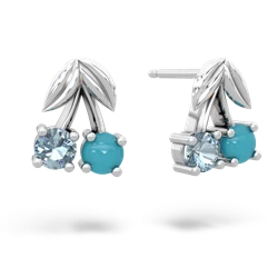 Aquamarine Sweet Cherries 14K White Gold earrings E7001