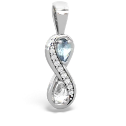 Aquamarine Diamond Infinity 14K White Gold pendant P5390