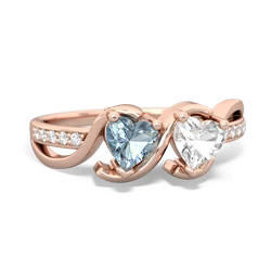Aquamarine Side By Side 14K Rose Gold ring R3090