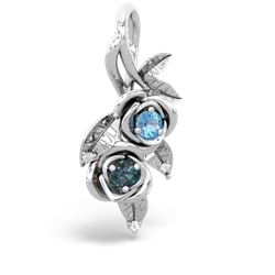 Blue Topaz Rose Vine 14K White Gold pendant P5680