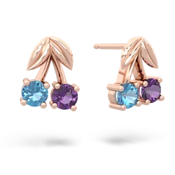 Blue Topaz Sweet Cherries 14K Rose Gold earrings E7001