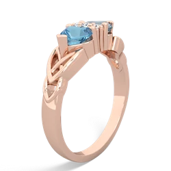 Blue Topaz Celtic Knot Double Heart 14K Rose Gold ring R5040