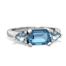 Blue Topaz Three Stone 14K White Gold ring R5235