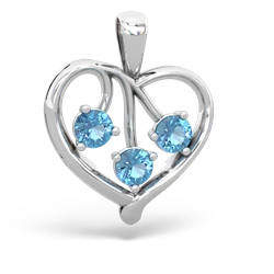 Blue Topaz Glowing Heart 14K White Gold pendant P2233