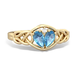 Blue Topaz Celtic Love Knot 14K Yellow Gold ring R5420