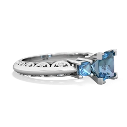 Lab Sapphire Eternal Embrace Engagement 14K White Gold ring C2001