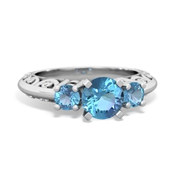 Blue Topaz Art Deco Eternal Embrace Engagement 14K White Gold ring C2003