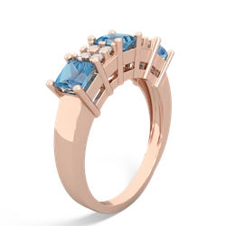 Fire Opal Three Stone Diamond Cluster 14K Rose Gold ring R2592
