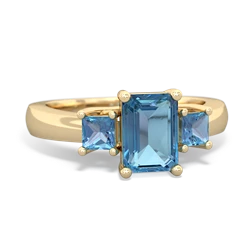 Tanzanite Three Stone Emerald-Cut Trellis 14K Yellow Gold ring R4021