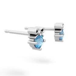 Blue Topaz Diamond Bows 14K White Gold earrings E7002