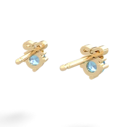 Blue Topaz Diamond Bows 14K Yellow Gold earrings E7002