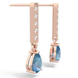 Blue Topaz Art Deco Diamond Drop 14K Rose Gold earrings E5324