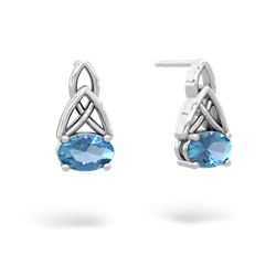 Blue Topaz Celtic Trinity Knot 14K White Gold earrings E2389