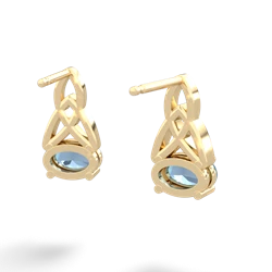 Blue Topaz Celtic Trinity Knot 14K Yellow Gold earrings E2389
