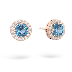 Blue Topaz Halo 14K Rose Gold earrings E5320